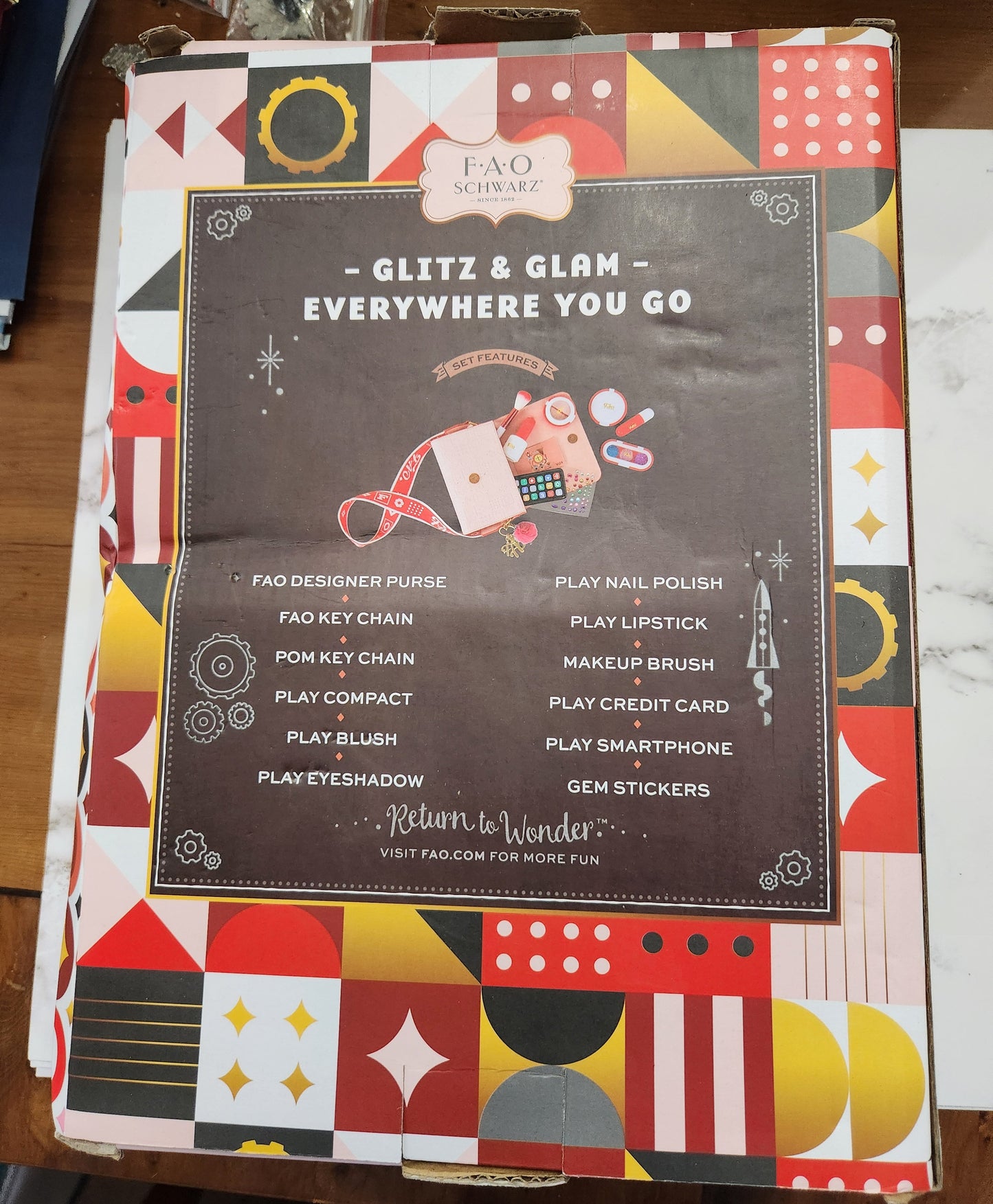 “FAO Schwarz Glamour Go Designer Purse and Accessories Set in box”